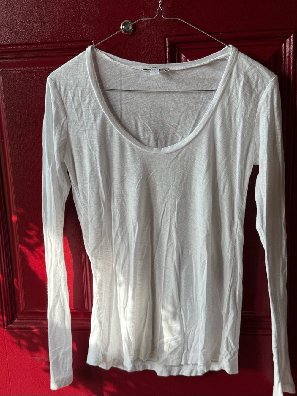 Standard James Perse White Long Sleeve Scoop Neck Tee size 0